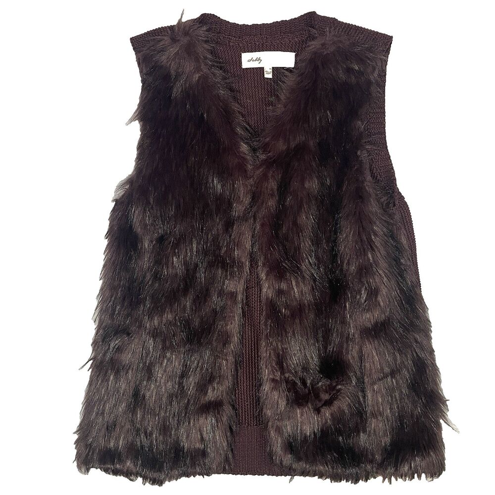 Sebby Collection Fuzzy Vest Plum Berry Purple Y2K Sleeveless Cardigan XXL